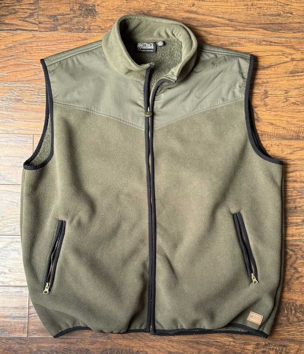 Outback Trading Co WindBreak Fleece Vest Men’s XXL Olive Full Zip